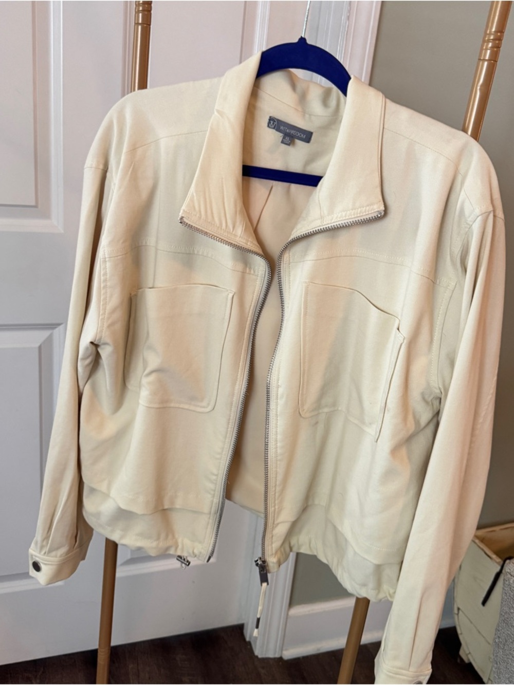 Wit & Wisdom Cream Full-Zip Bomber Jacket
